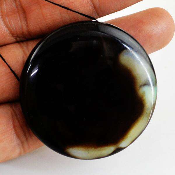gemsmore:Genuine Amazing Round Shape Black Onyx Drilled Gemstone