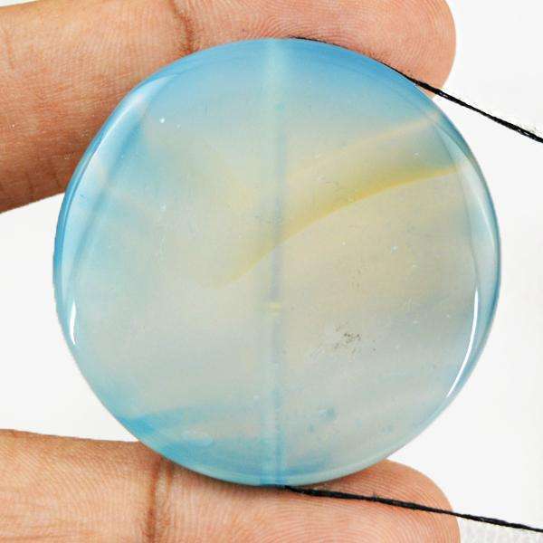 gemsmore:Genuine Amazing Round Shape Blue Onyx Loose Drilled Gemstone