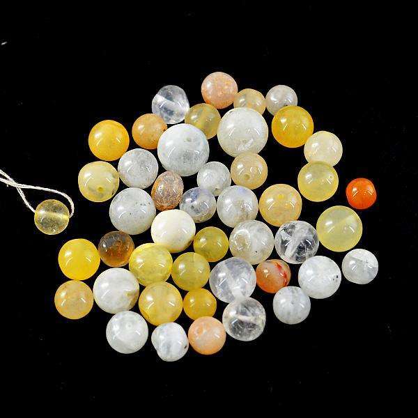 gemsmore:Genuine Amazing Round Shape Mix Gem Drilled Beads Lot