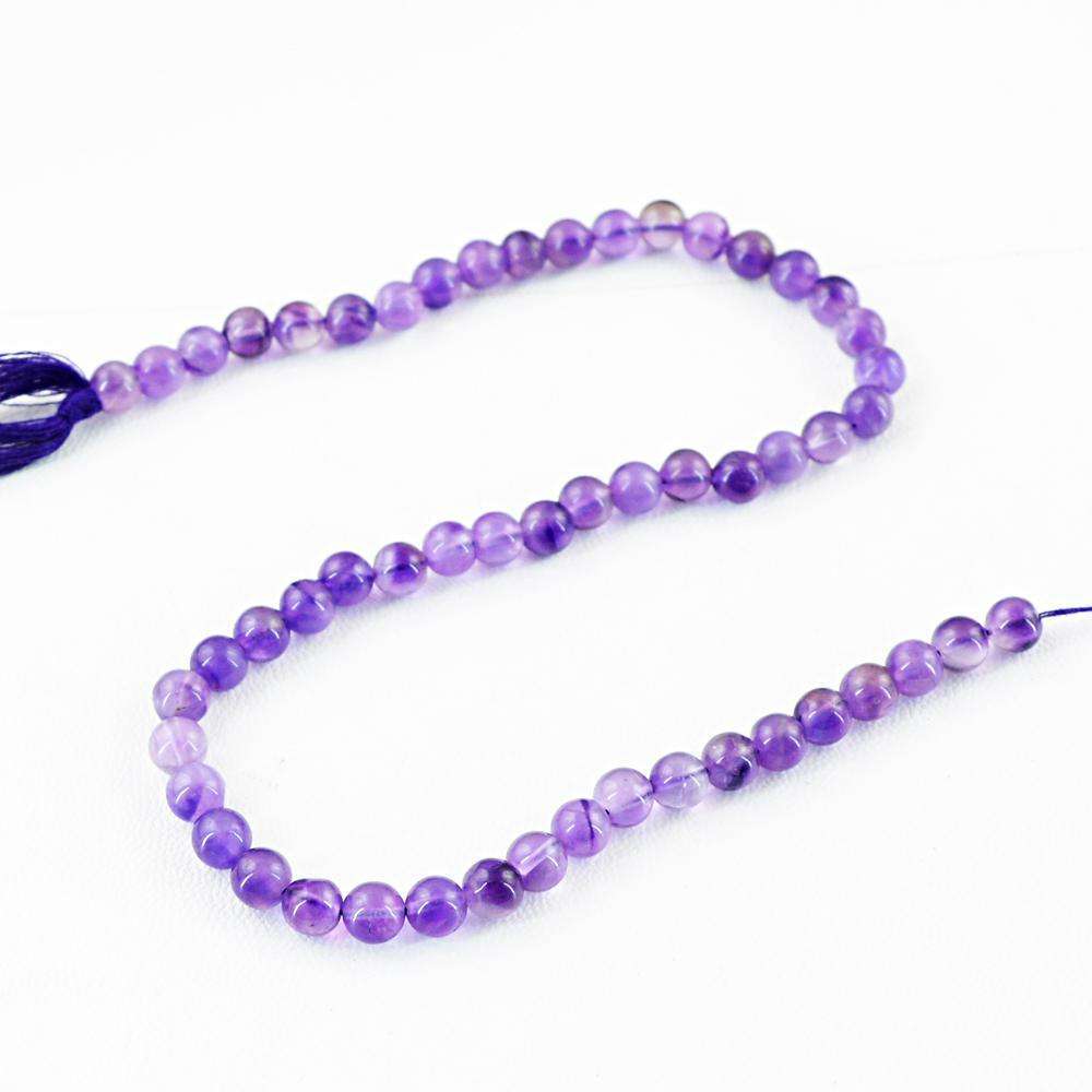 gemsmore:Genuine Amazing Round Shape Purple Amethyst Drilled Beads Strand