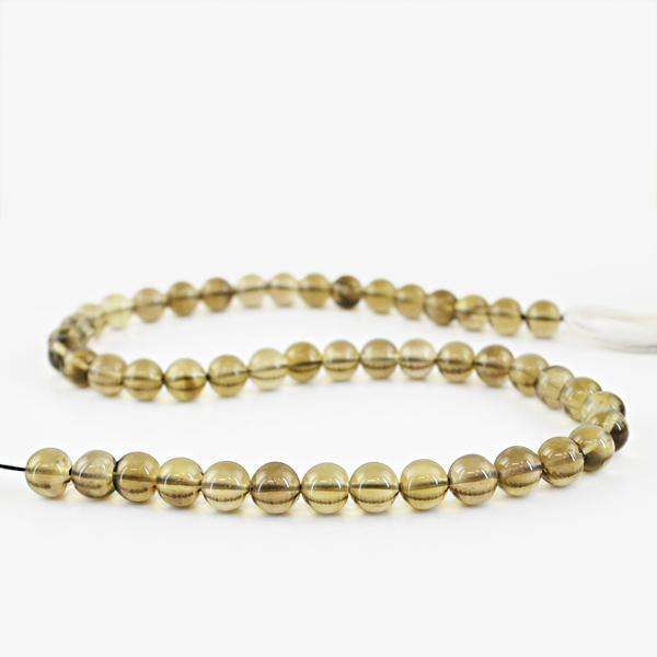 gemsmore:Genuine Amazing Round Shape Smoky Quartz Drilled Beads Strand.