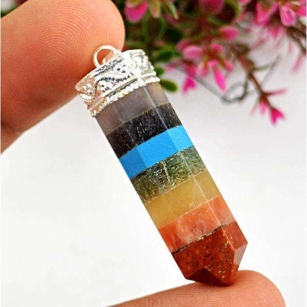 gemsmore:Genuine Amazing Seven Chakra Healing Point Pendant