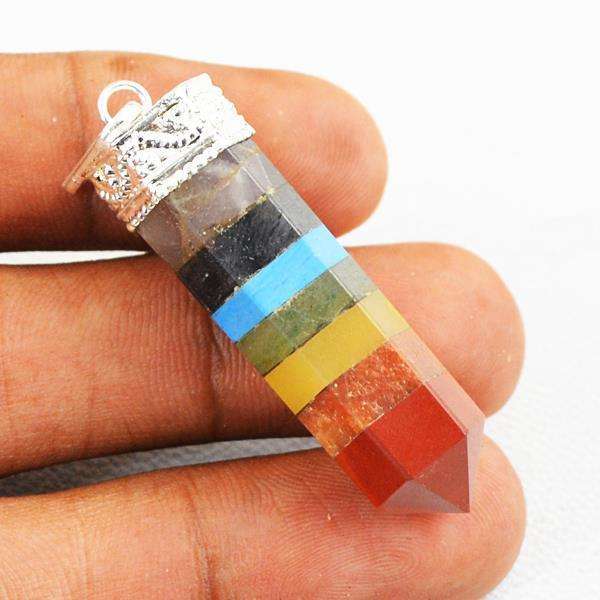 gemsmore:Genuine Amazing Seven Chakra Healing Point Pendant