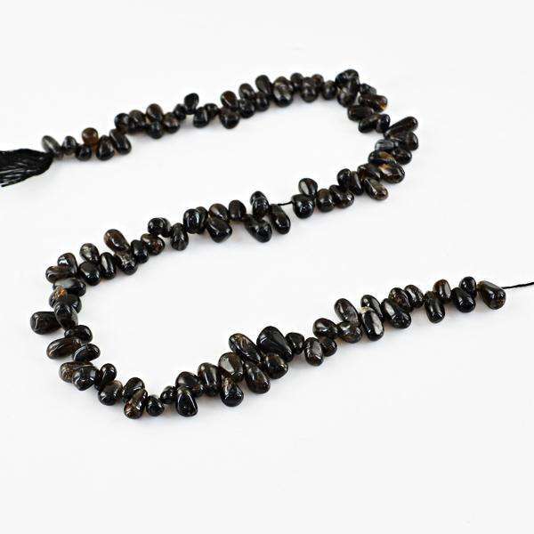 gemsmore:Genuine Amazing Smoky Quartz Tear Drop Drilled Beads Strand