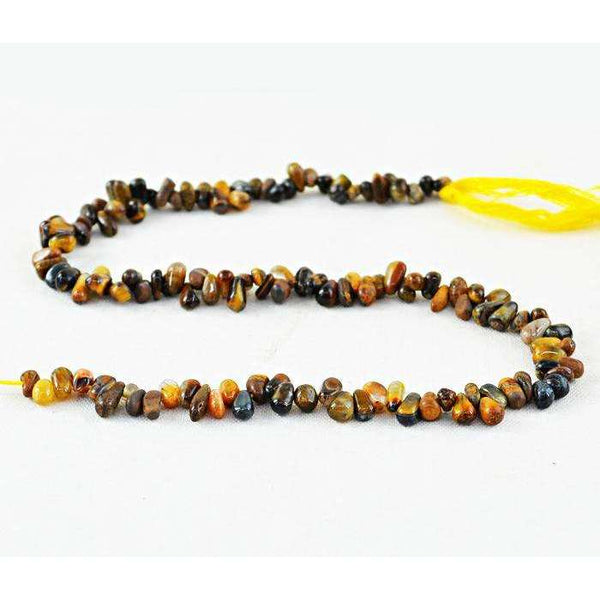 gemsmore:Genuine Amazing Tear Drop Golden Tiger Eye Drilled Beads Strand