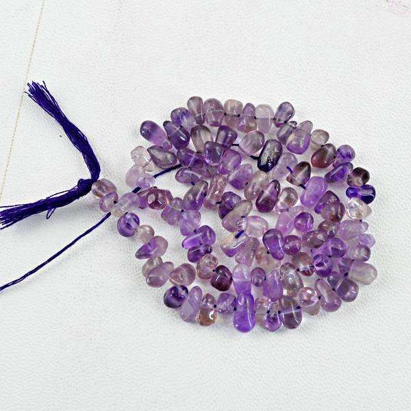 gemsmore:Genuine Amazing Tear Drop Purple Amethyst Drilled Beads Strand