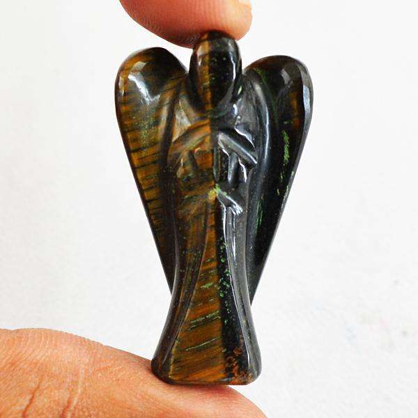 gemsmore:Genuine Amazing Tiger Eye Carved Healing Angel Gemstone