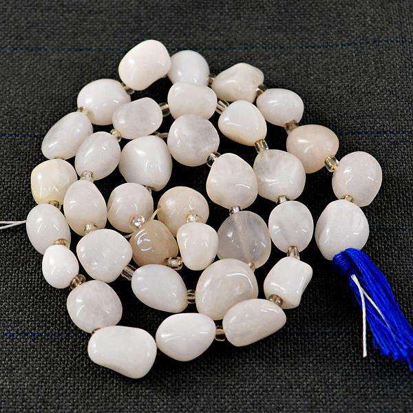 gemsmore:Genuine Amazing White Agate Drilled Beads Strand