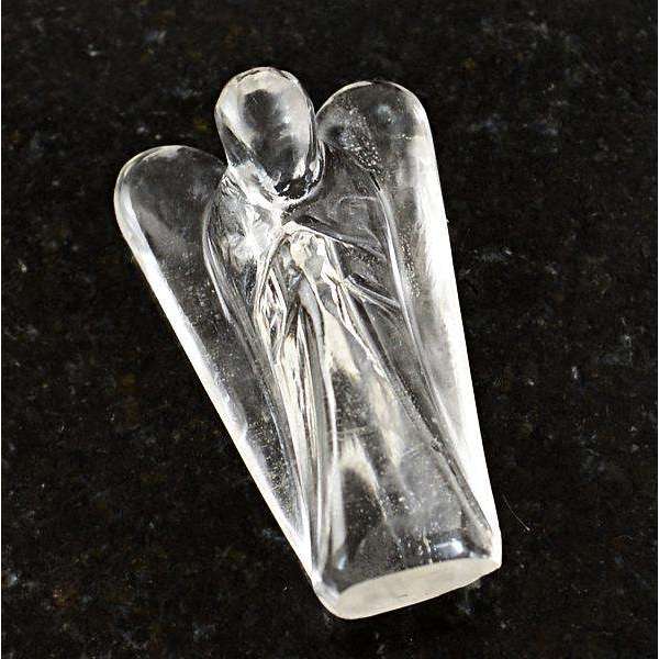 gemsmore:Genuine Amazing White Quartz Carved Healing Angel Gemstone