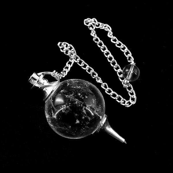 gemsmore:Genuine Amazing White Quartz Healing Ball Point Pendulum