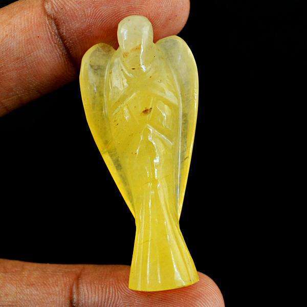 gemsmore:Genuine Amazing Yellow Aventurine Carved Healing Angel Gemstone