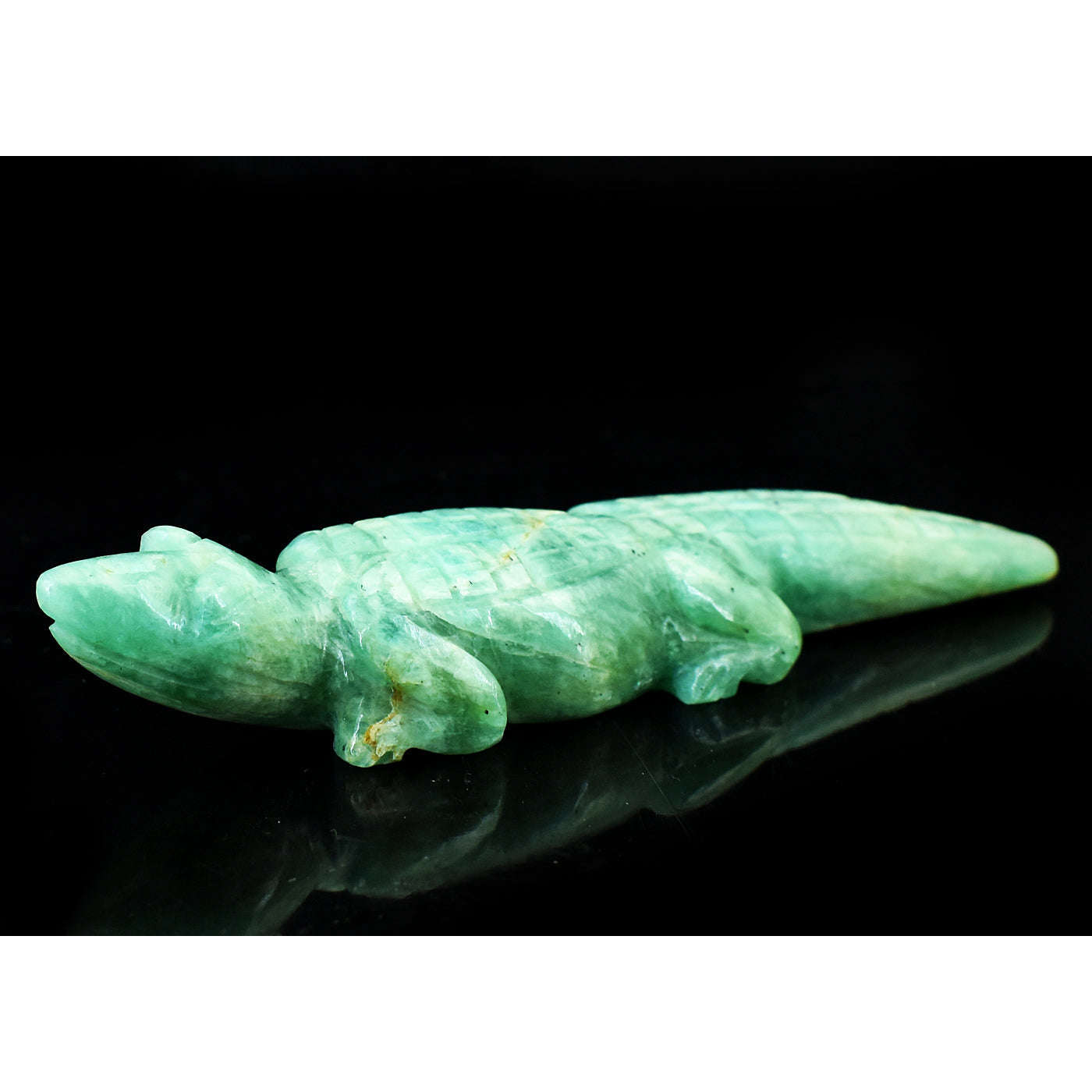 gemsmore:Genuine Amazonite Hand Carved Genuine Crystal Gemstone Carving Crocodile