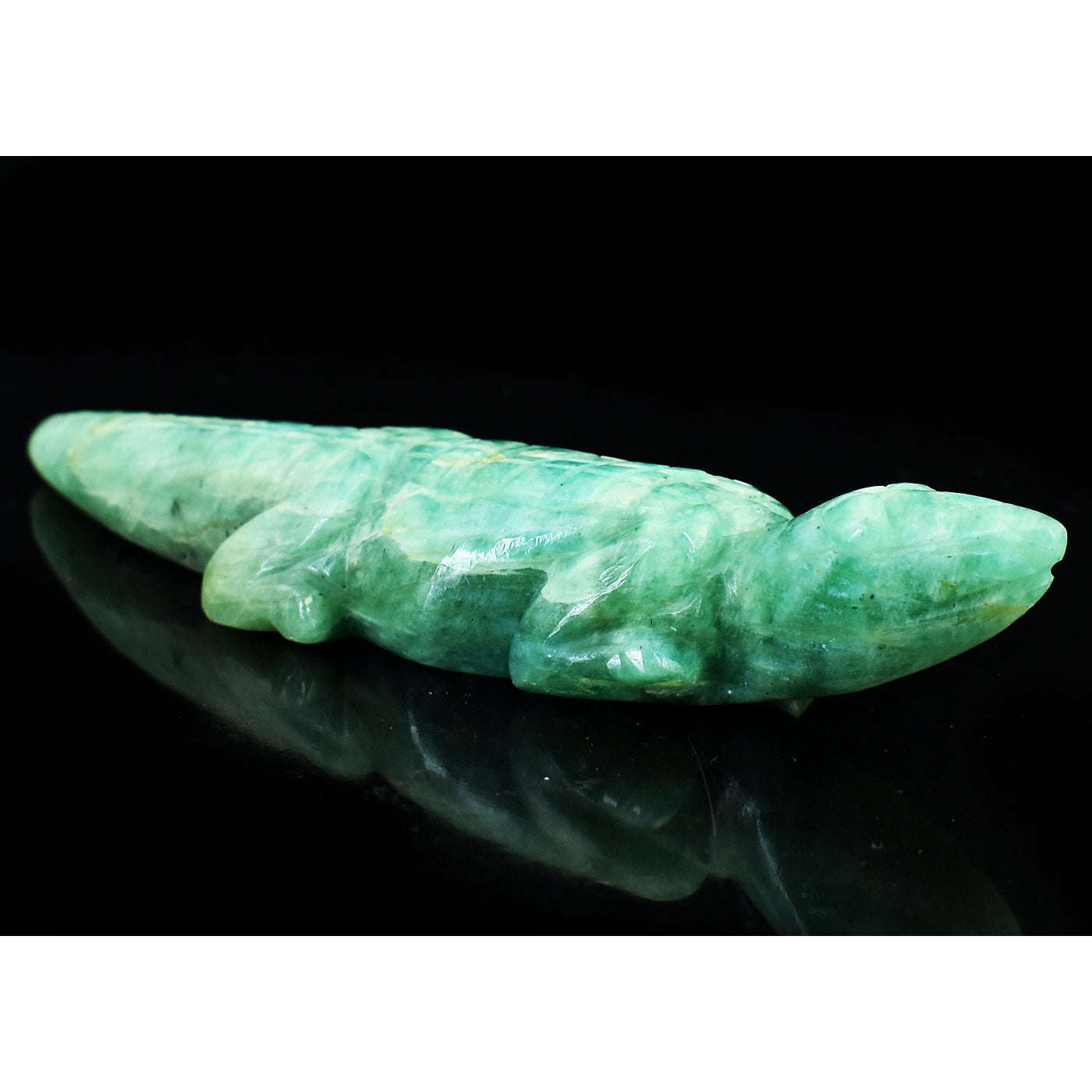 gemsmore:Genuine Amazonite Hand Carved Genuine Crystal Gemstone Carving Crocodile