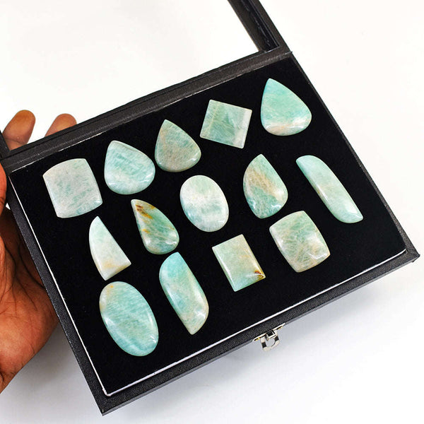 gemsmore:Genuine Amazonite Untreated Gemstone Cabochon Lot