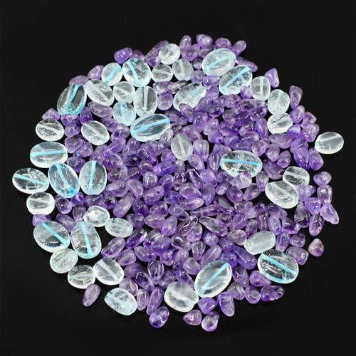 gemsmore:Genuine Amethyst & Aquamarine Drilled Beads Lot