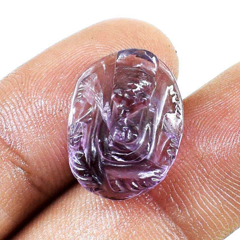 gemsmore:Genuine Amethyst Carved Ganesha Engraved Gemstone