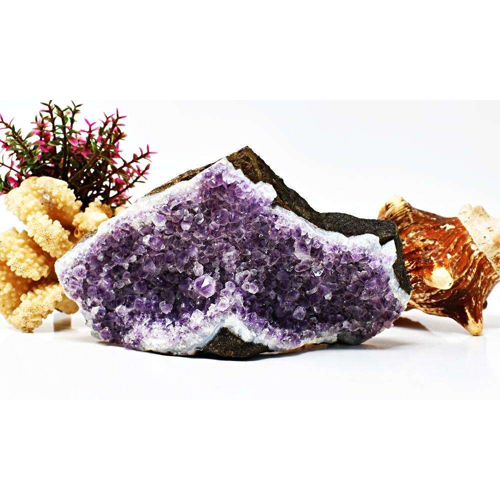 gemsmore:Genuine Amethyst Cluster Druzy Carved Rock