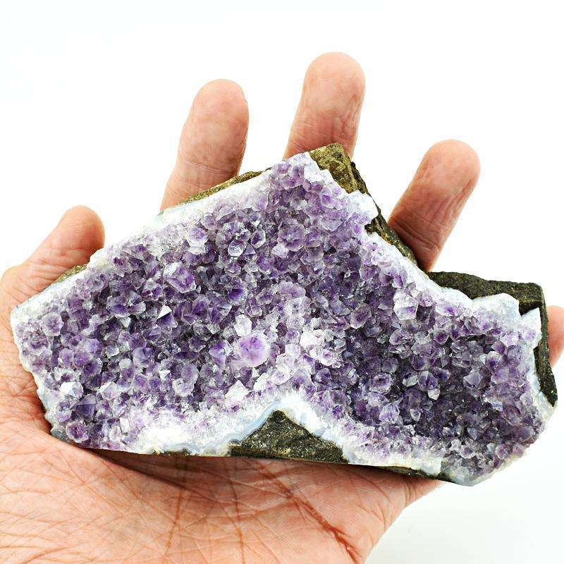 gemsmore:Genuine Amethyst Cluster Druzy Carved Rock