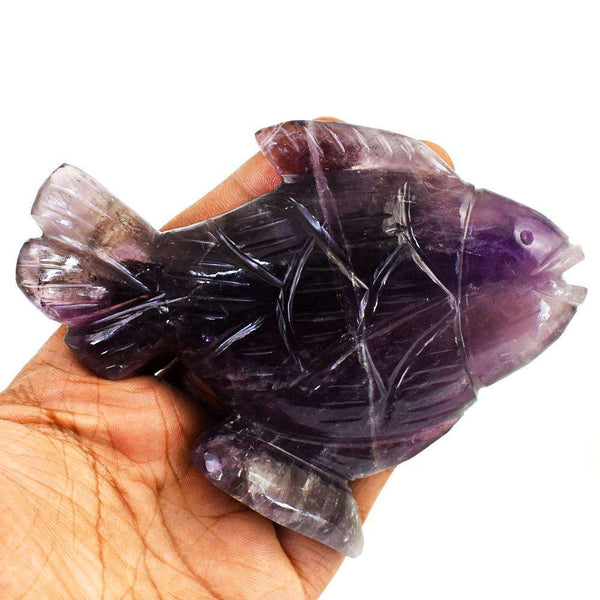 gemsmore:Genuine Amethyst Hand Carved Fish