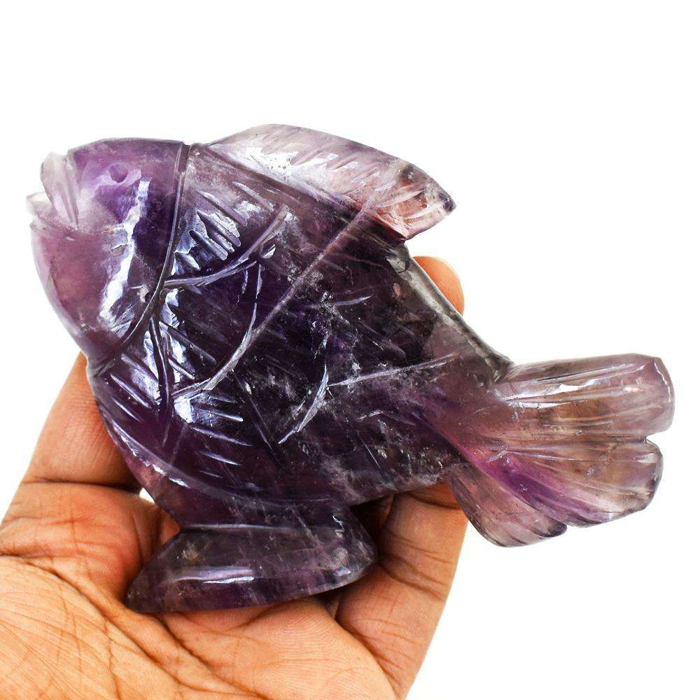 gemsmore:Genuine Amethyst Hand Carved Fish