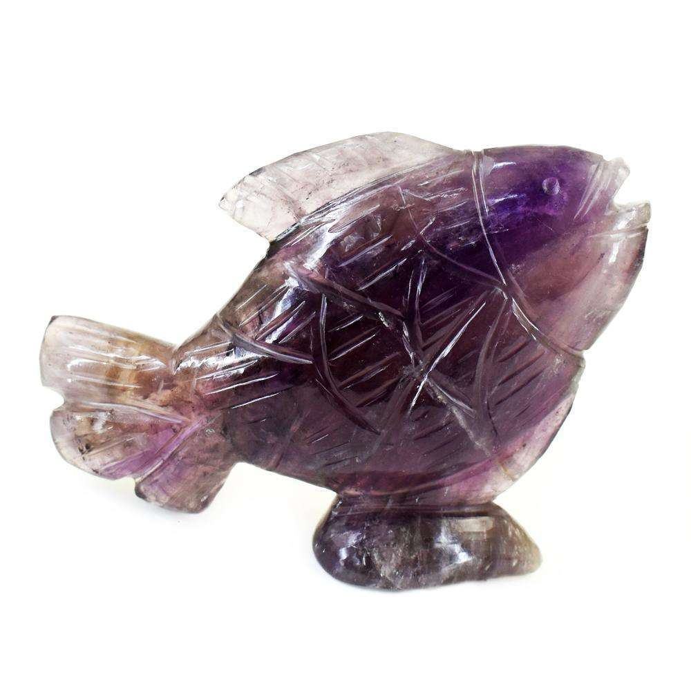 gemsmore:Genuine Amethyst Hand Carved Fish