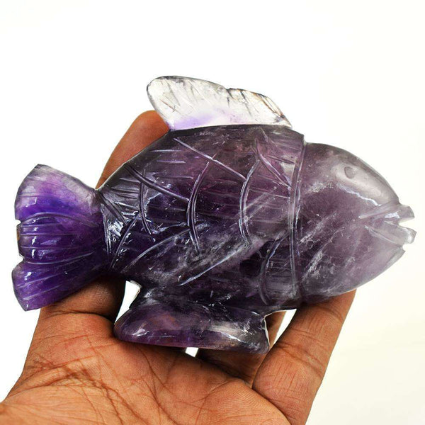 gemsmore:Genuine Amethyst Hand Carved Fish