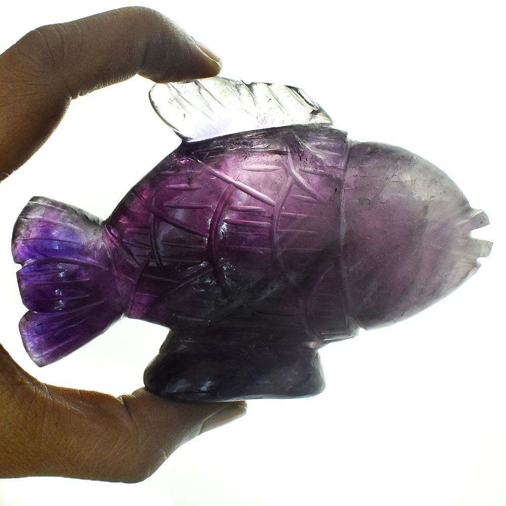 gemsmore:Genuine Amethyst Hand Carved Fish