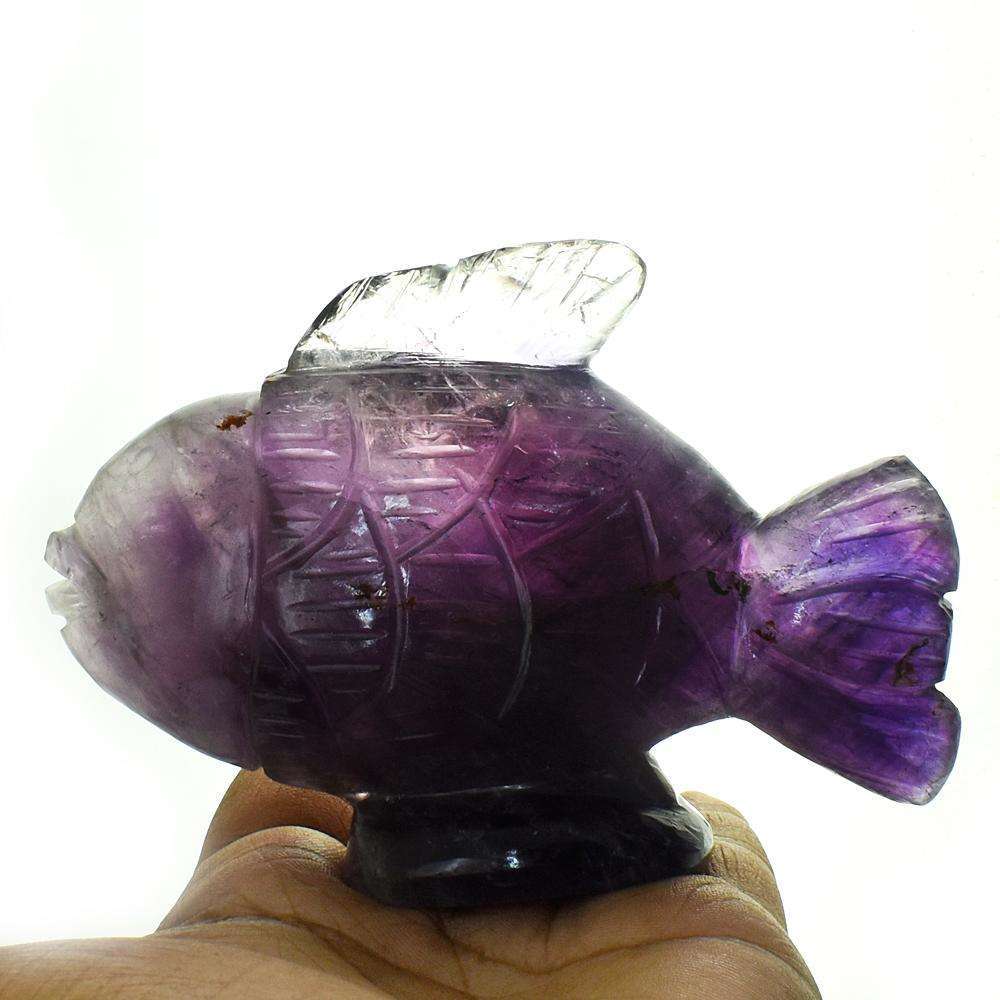 gemsmore:Genuine Amethyst Hand Carved Fish