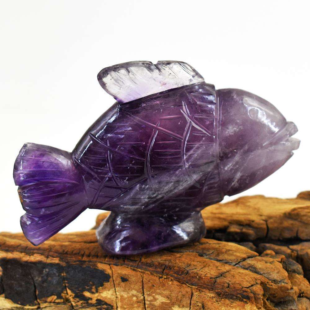 gemsmore:Genuine Amethyst Hand Carved Fish