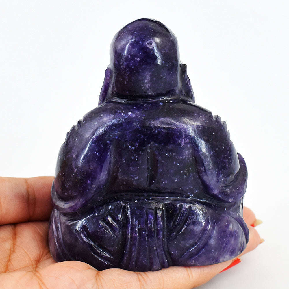 gemsmore:Genuine  Amethyst Hand Carved Genuine Crystal Gemstone Carving Laughing Buddha
