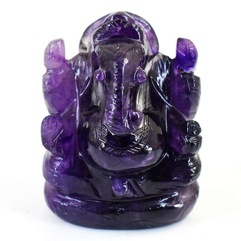 gemsmore:Genuine  Amethyst Hand Carved Genuine Crystal Gemstone Carving Lord Ganesha