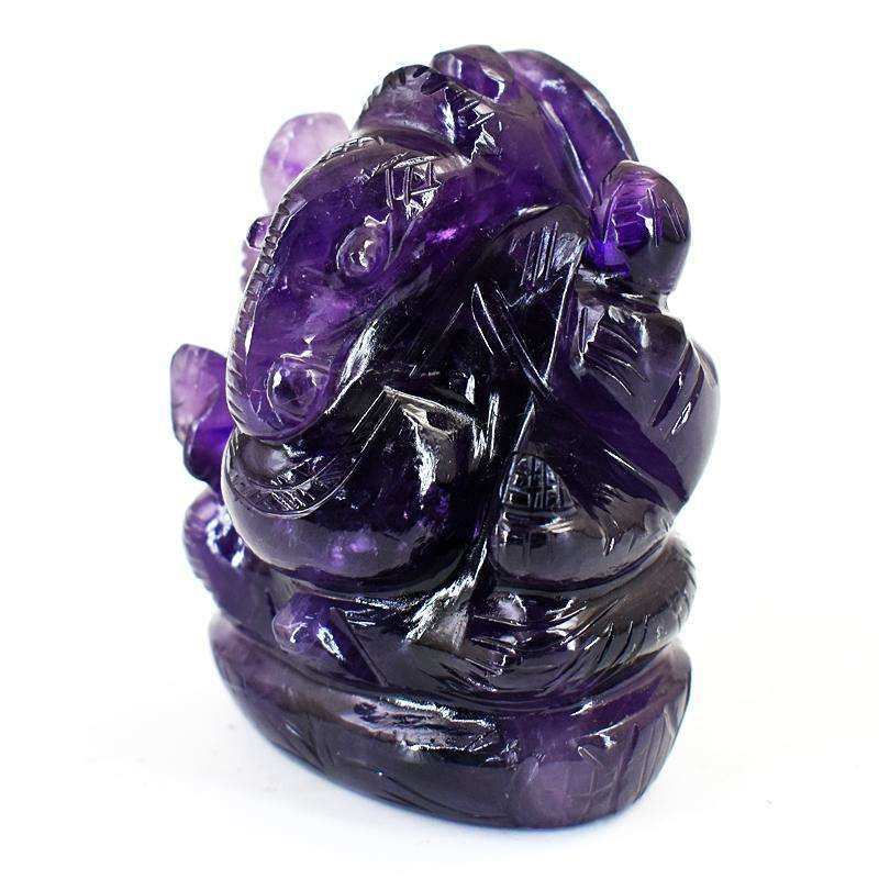 gemsmore:Genuine  Amethyst Hand Carved Genuine Crystal Gemstone Carving Lord Ganesha