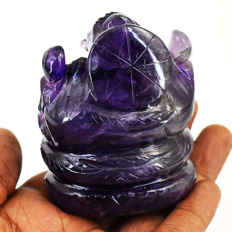 gemsmore:Genuine  Amethyst Hand Carved Genuine Crystal Gemstone Carving Lord Ganesha