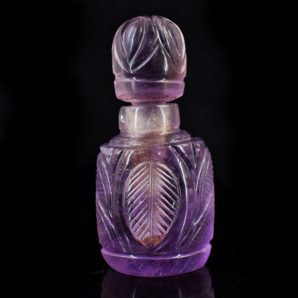 gemsmore:Genuine Amethyst  Hand Carved Genuine Crystal Gemstone Carving Perfume Bottle