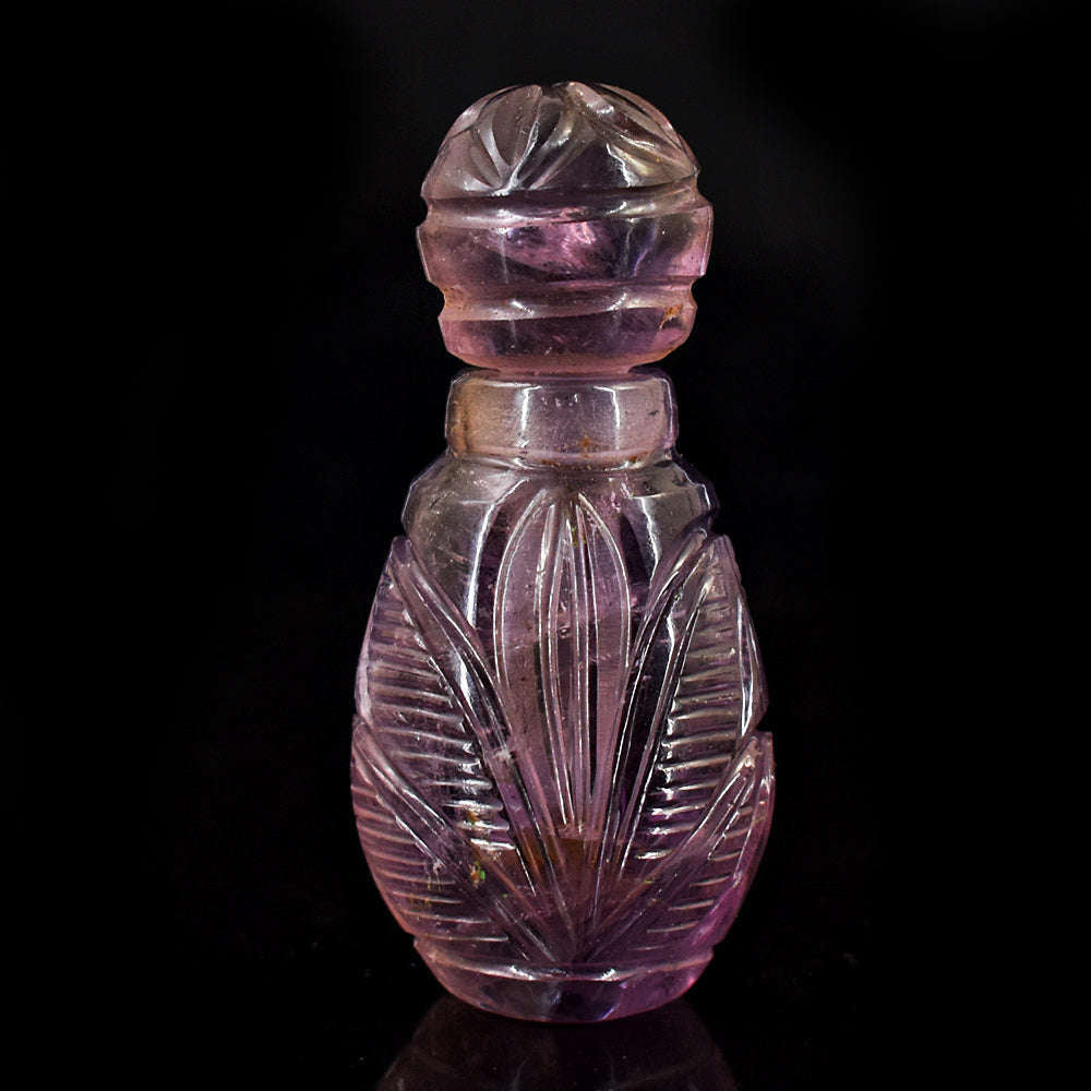 gemsmore:Genuine Amethyst  Hand Carved Genuine Crystal Gemstone Carving Perfume Bottle