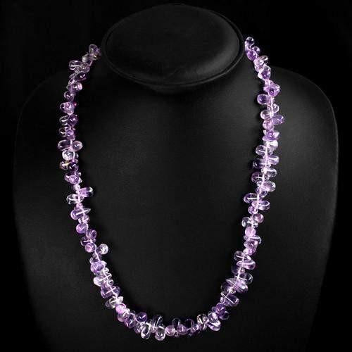 gemsmore:Genuine Amethyst Necklace-Very Beautiful