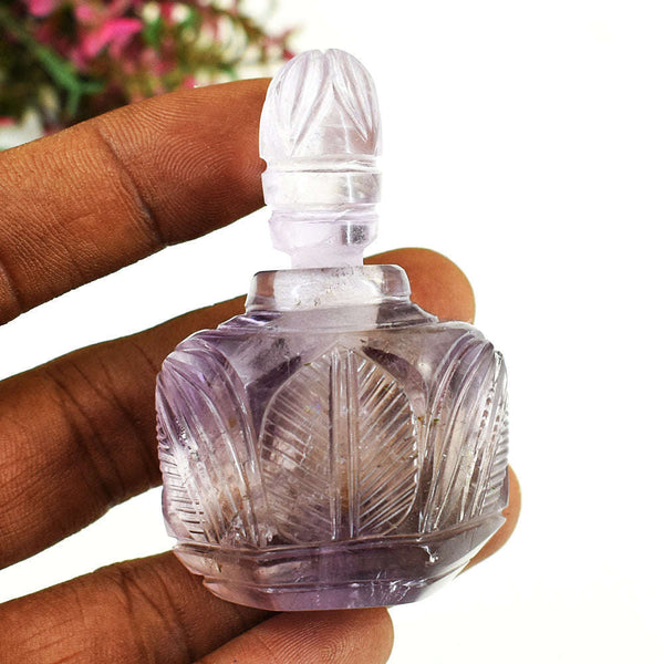 gemsmore:Genuine Ametrine Hand Carved Genuine Crystal Gemstone Carving Perfume Bottle