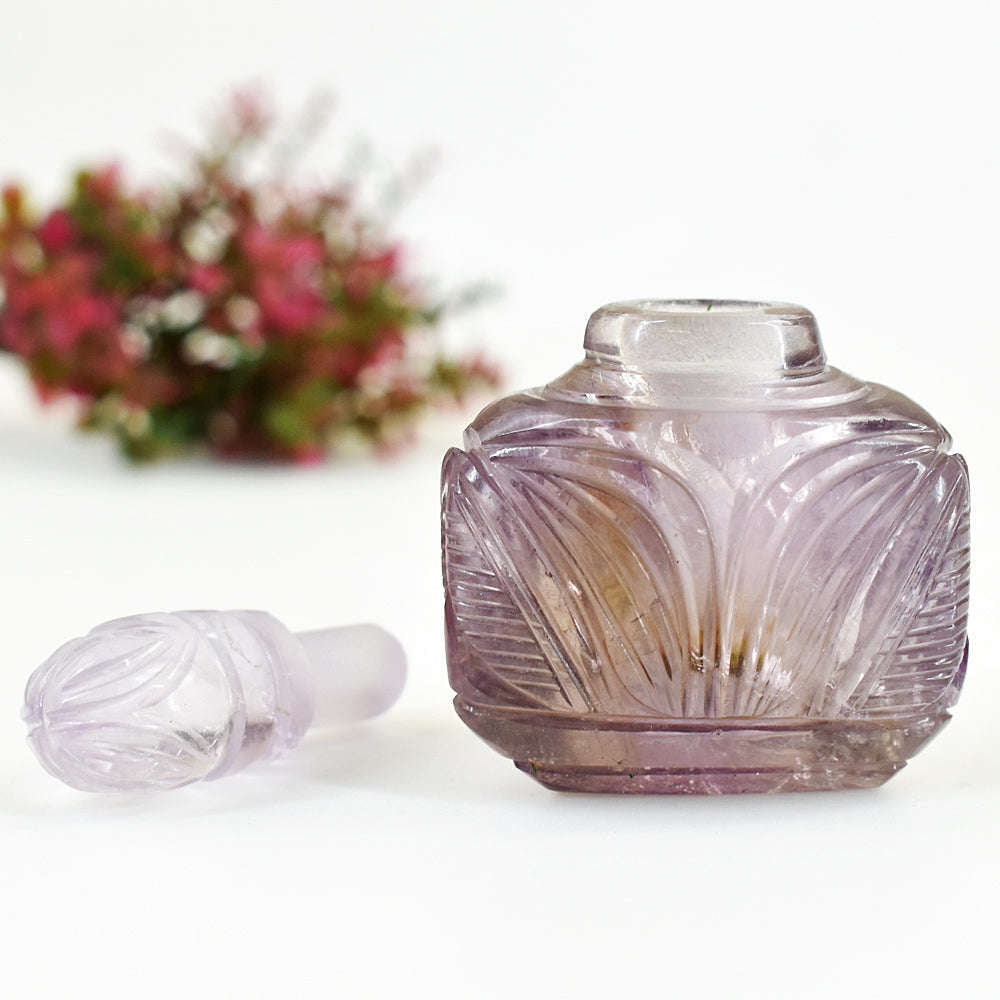 gemsmore:Genuine Ametrine Hand Carved Genuine Crystal Gemstone Carving Perfume Bottle