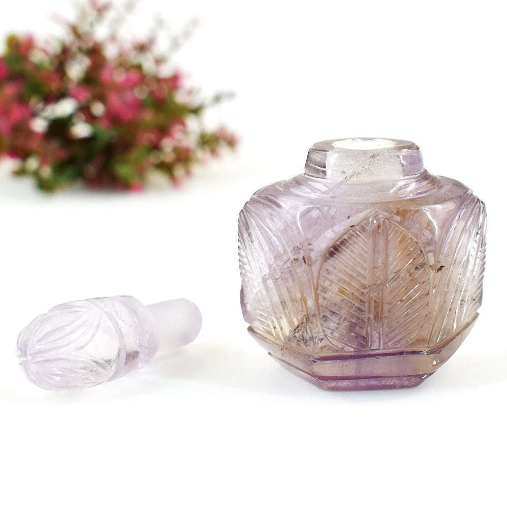 gemsmore:Genuine Ametrine Hand Carved Genuine Crystal Gemstone Carving Perfume Bottle