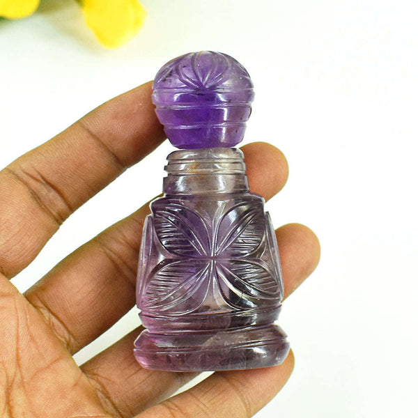 gemsmore:Genuine Ametrine Hand Carved Genuine Crystal Gemstone Carving Perfume Bottle