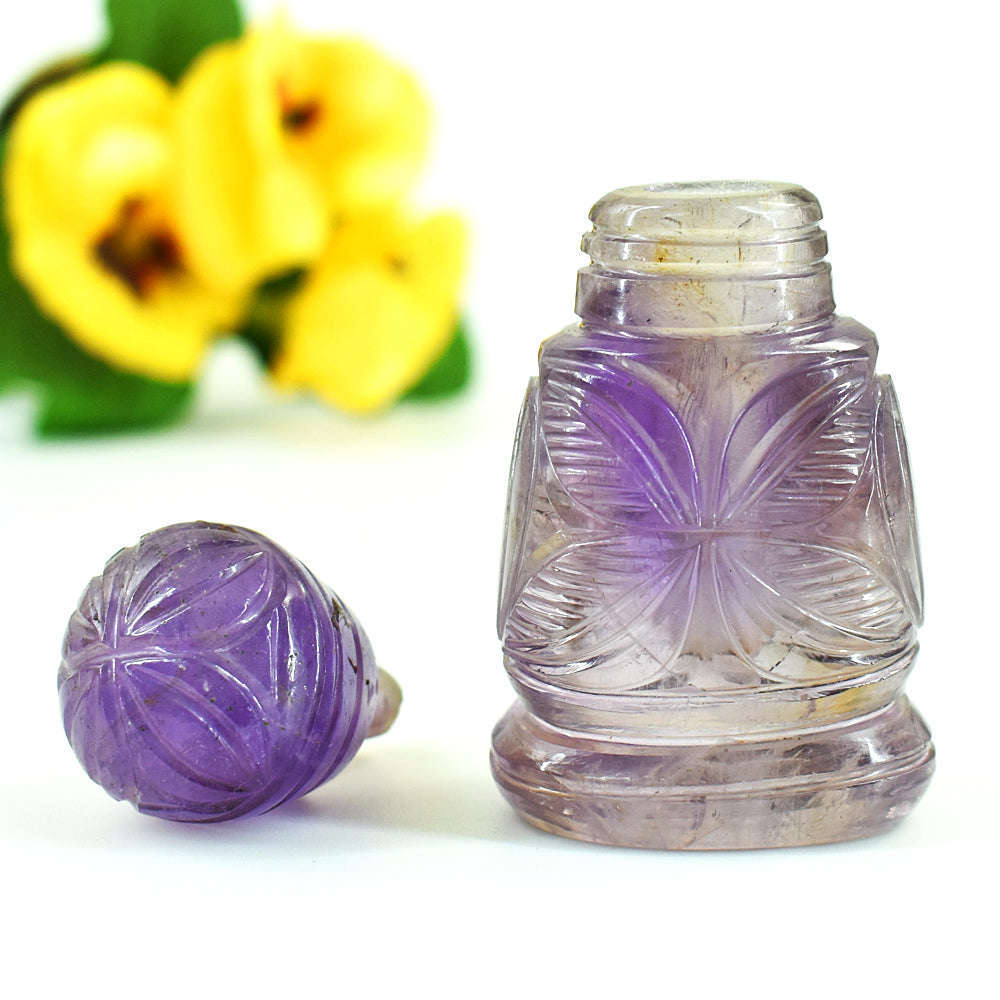 gemsmore:Genuine Ametrine Hand Carved Genuine Crystal Gemstone Carving Perfume Bottle