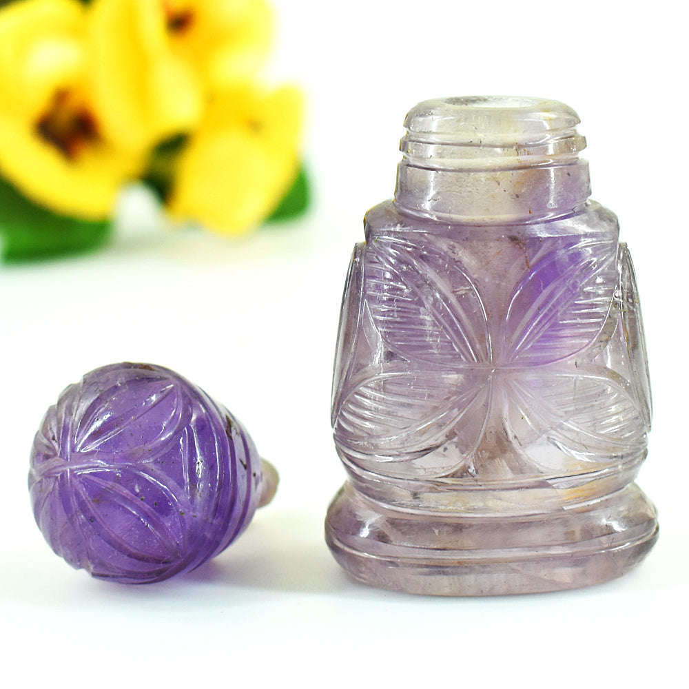 gemsmore:Genuine Ametrine Hand Carved Genuine Crystal Gemstone Carving Perfume Bottle