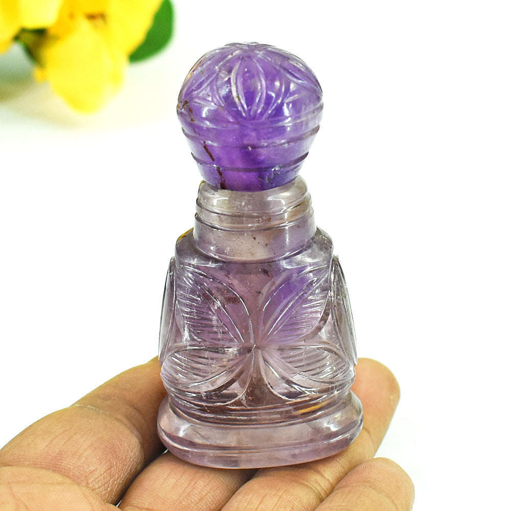 gemsmore:Genuine Ametrine Hand Carved Genuine Crystal Gemstone Carving Perfume Bottle