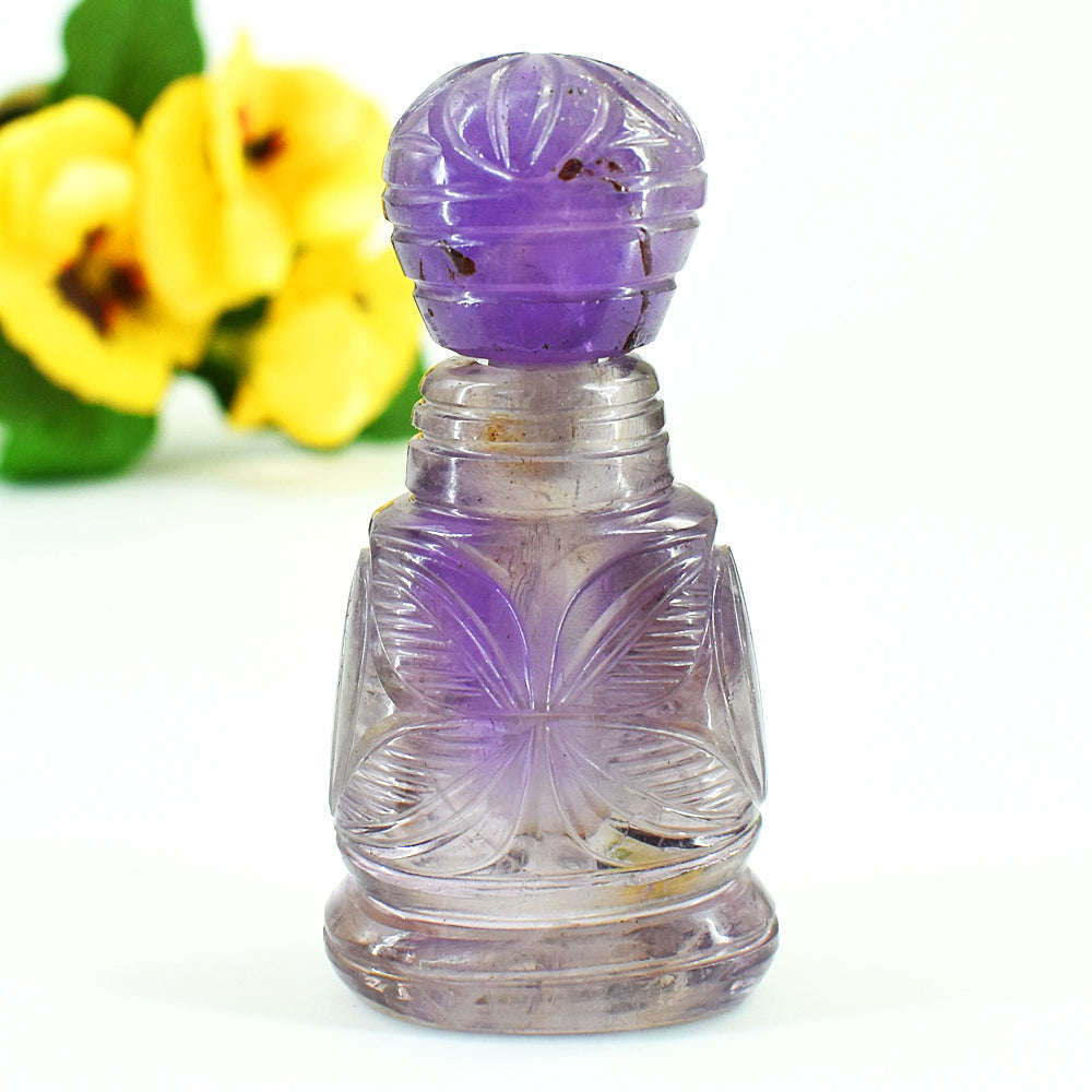 gemsmore:Genuine Ametrine Hand Carved Genuine Crystal Gemstone Carving Perfume Bottle