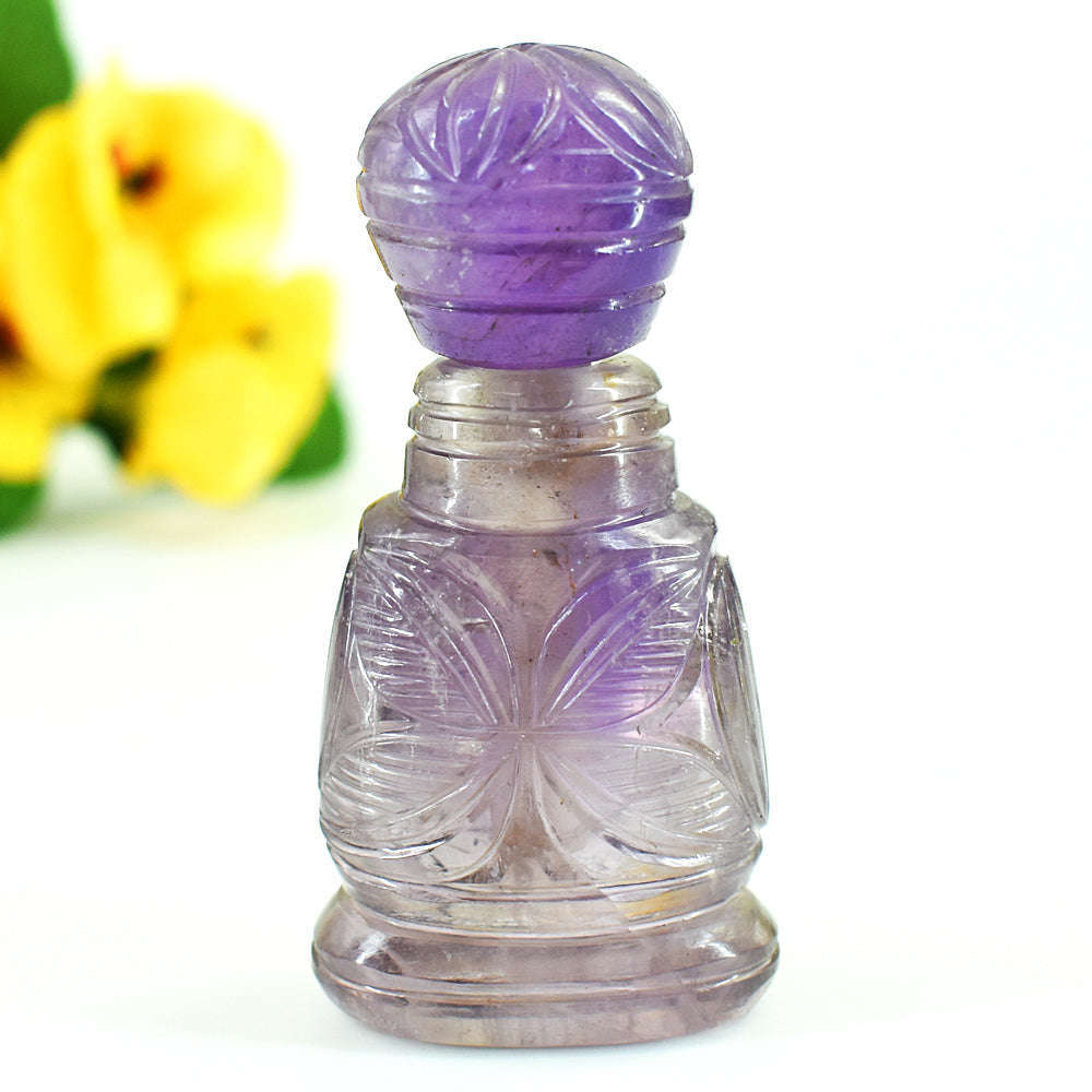 gemsmore:Genuine Ametrine Hand Carved Genuine Crystal Gemstone Carving Perfume Bottle