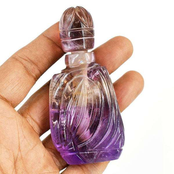 gemsmore:Genuine Ametrine Hand Carved Genuine Crystal Gemstone Carving Perfume Bottle