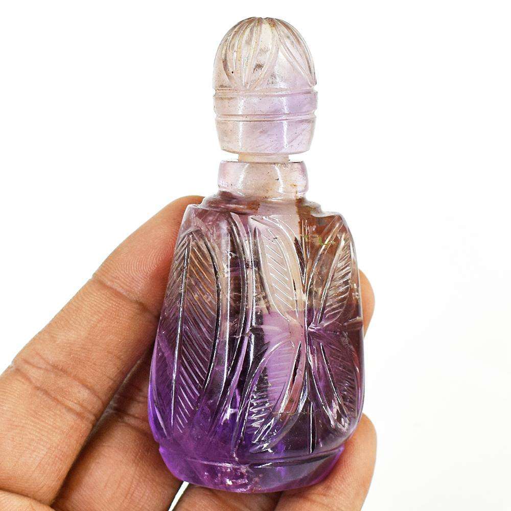 gemsmore:Genuine Ametrine Hand Carved Genuine Crystal Gemstone Carving Perfume Bottle