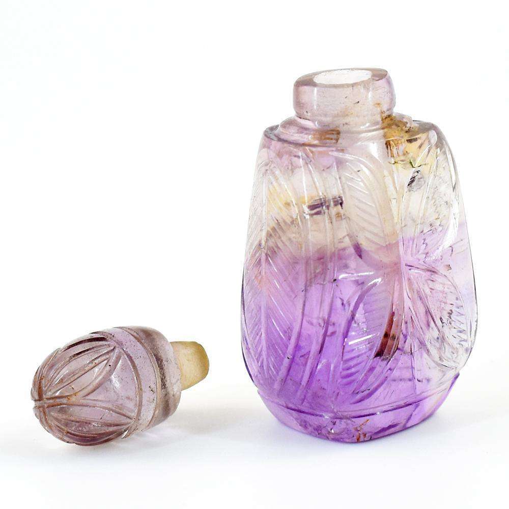 gemsmore:Genuine Ametrine Hand Carved Genuine Crystal Gemstone Carving Perfume Bottle