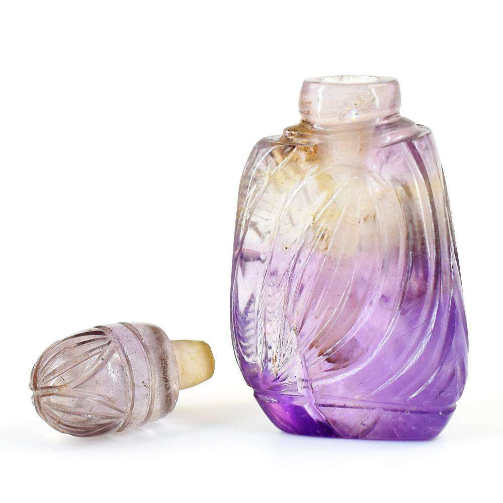 gemsmore:Genuine Ametrine Hand Carved Genuine Crystal Gemstone Carving Perfume Bottle