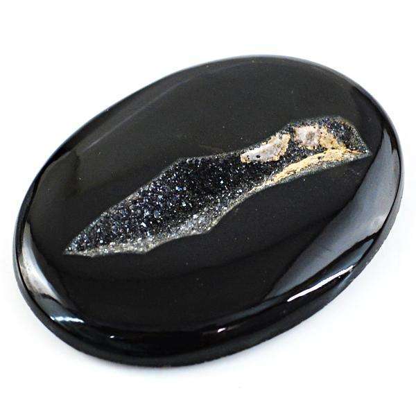 gemsmore:Genuine Amzing Oval Shape Black Druzy Onyx Loose Gemstone